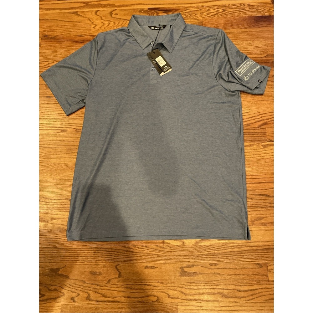 New Travis Mathew Men's Oceanside Heather Polo Blue Size 2XL Company Logo